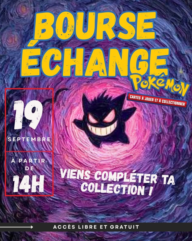 Affiche : Bourse d'échange cartes Pokémon