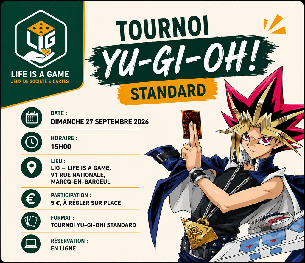 Affiche : Tournois Yugioh! standard