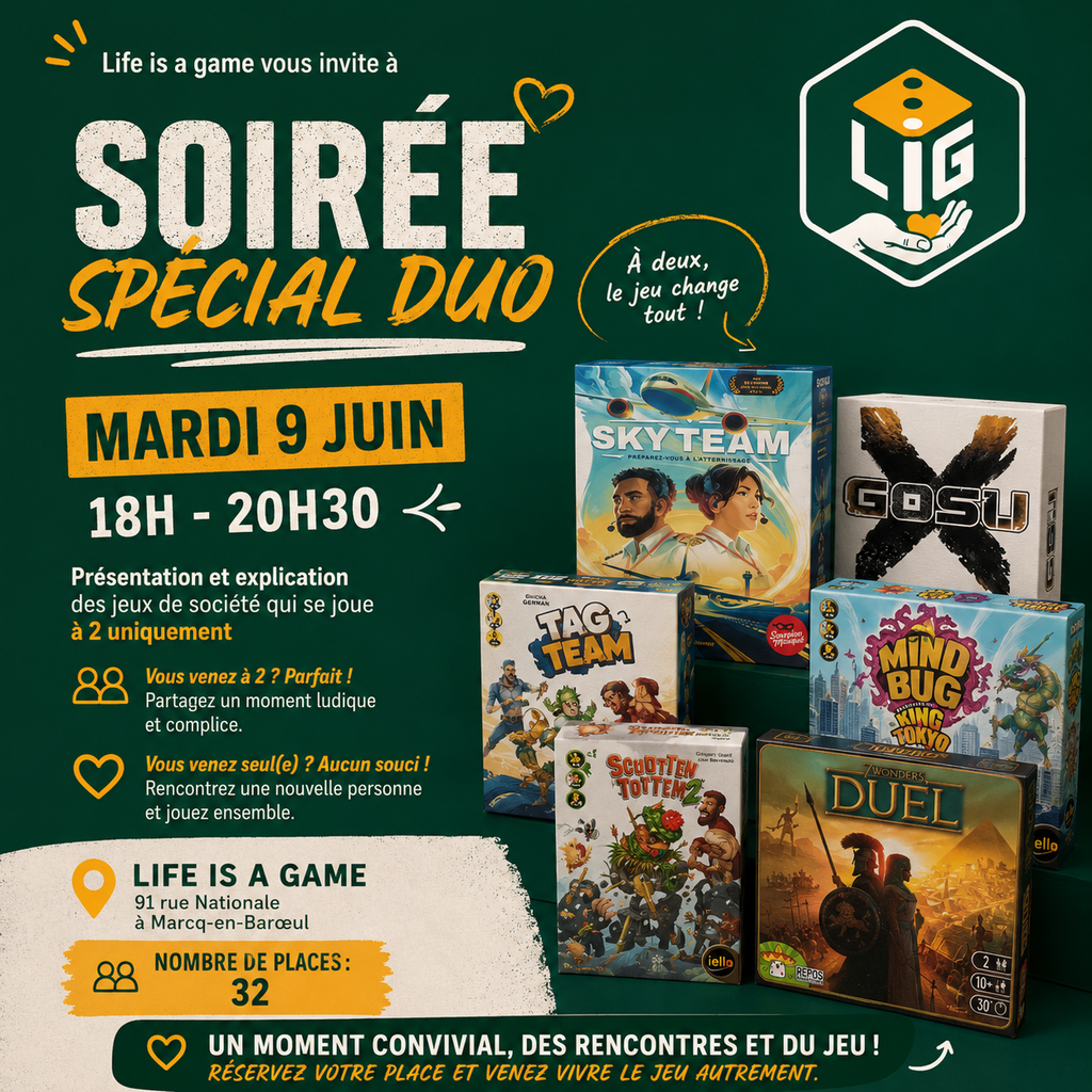 Affiche : Soirée jeux à 2 joueurs
