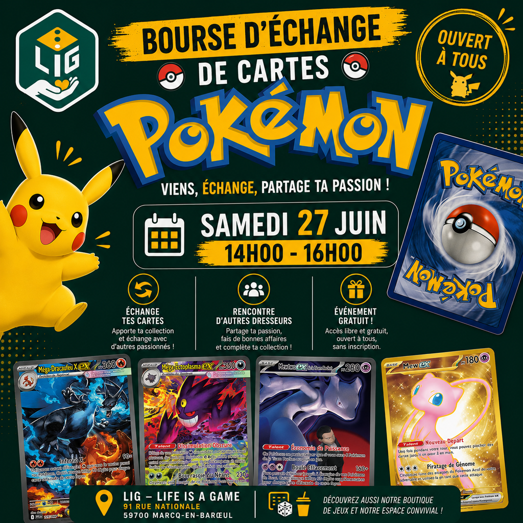 Affiche : Bourse d'échange de Carte Pokémon