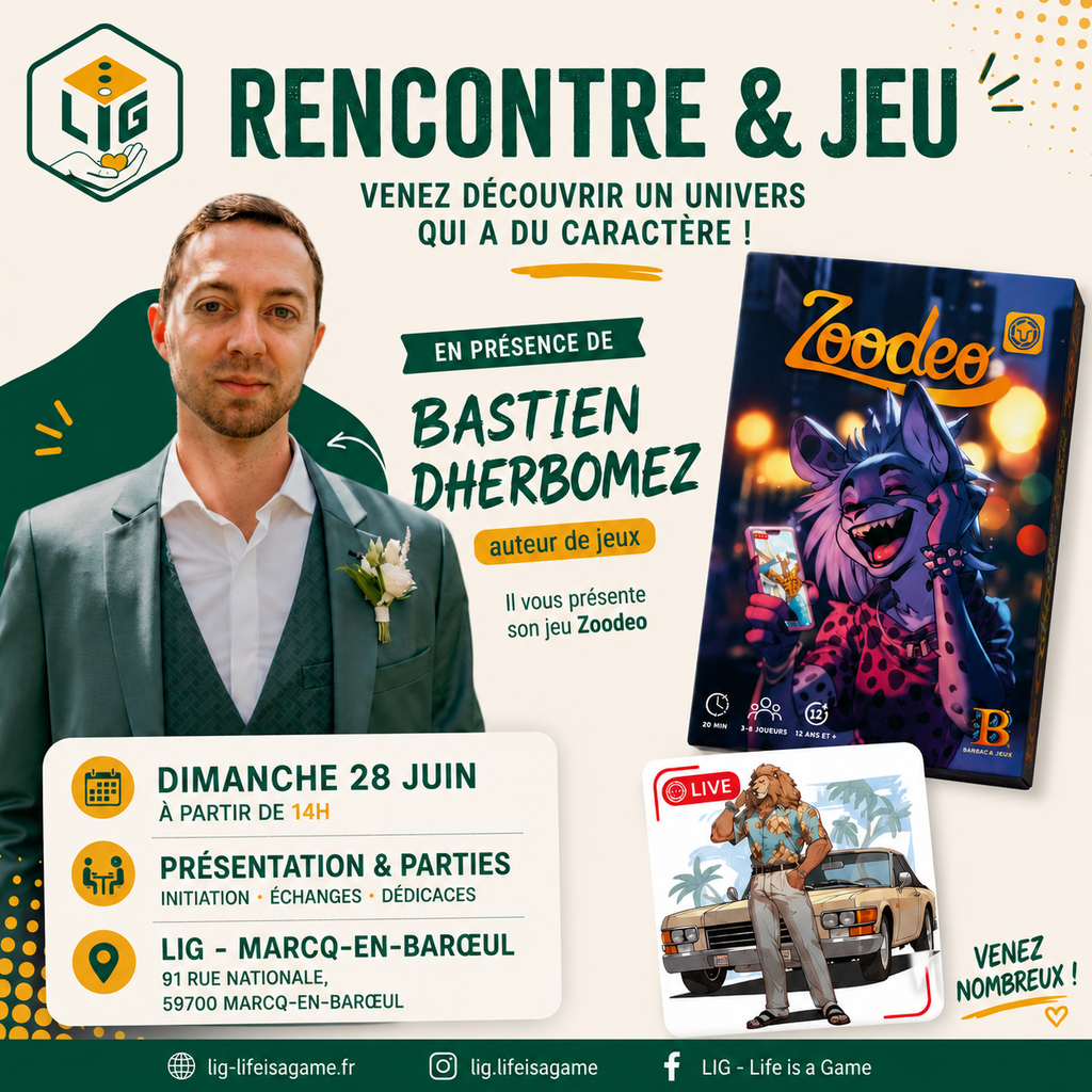 Affiche : Rencontre & Jeu - Zoodeo avec Bastien Dherbomez