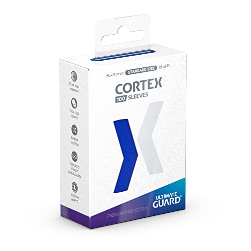 Ultimate Guard Cortex Outer Card Sleeves 100 Standard Size TCG Sleeves 66 X 91mm Blue Back Glossy Finish No PVC & Acid-Free High Clarity Standar