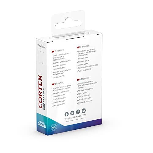 Ultimate Guard Cortex Card Sleeves 60 Japanese Size TCG Sleeves 62 X 89mm White Back Glossy Finish No PVC & Acid-Free High Clarity Japanese Glos