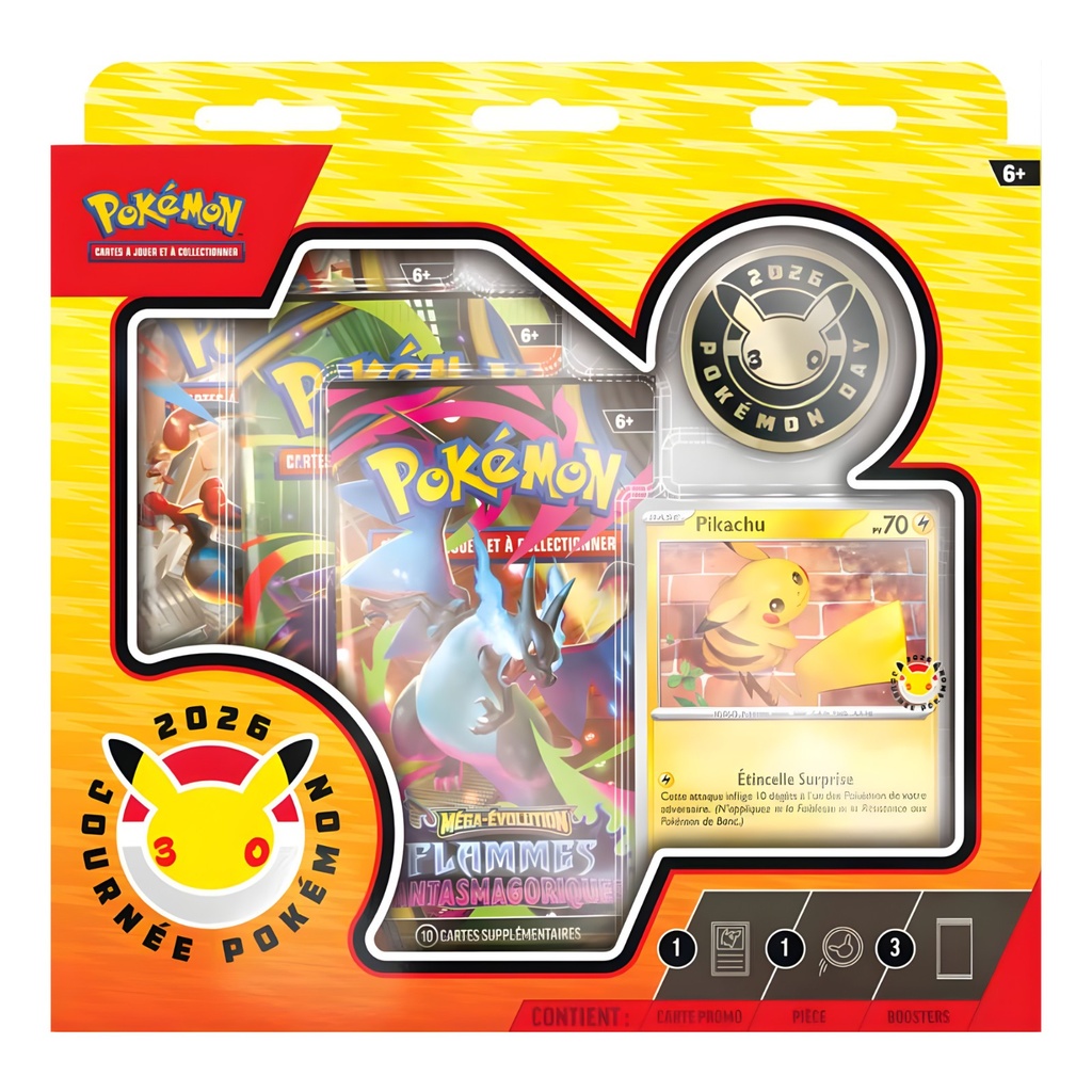 Pokemon 🇫🇷 Box 30 Years Day 2026 Pikachu 3 Boosters ME01 & ME02 Preco