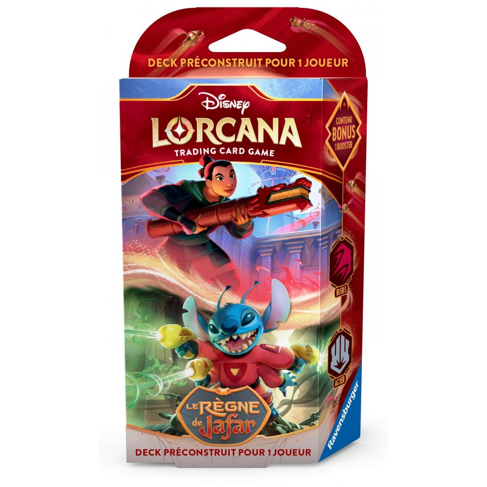 Deck préconstruit Lorcana le règne de jafar mulan et stich