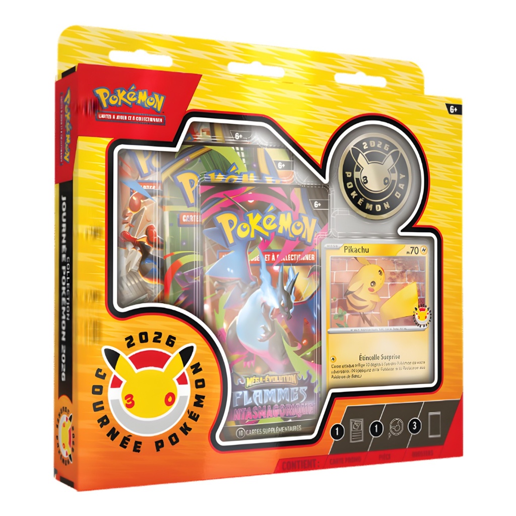 Pokemon 🇫🇷 Box 30 Years Day 2026 Pikachu 3 Boosters ME01 & ME02 Preco