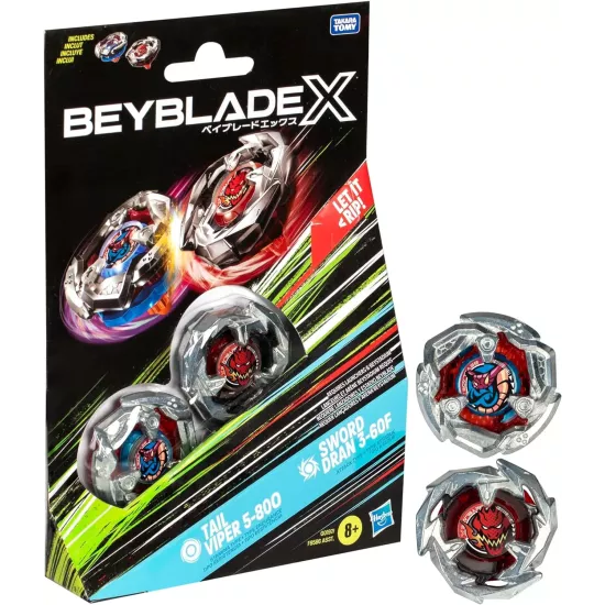 Beyblade X Dual Starter Pack - Tail Viper [5-80O] Vs Sword Dran [3-60F] - Pixie Games